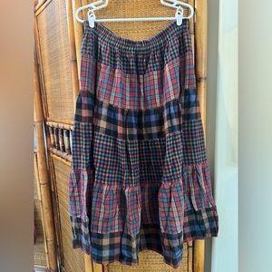 *SOLD* VINTAGE Y2K Plaid Patchwork MIDI Skirt